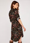 Brushstroke Print Dress, Black, large