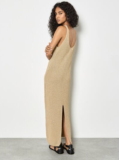 Gold Shimmer Knitted Maxi Dress