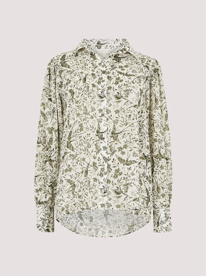Illustrated Birds Chiffon Shirt
