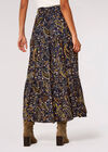 Paisley Tiered Midi Skirt, Navy, large