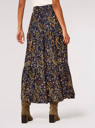 Paisley Tiered Midi Skirt