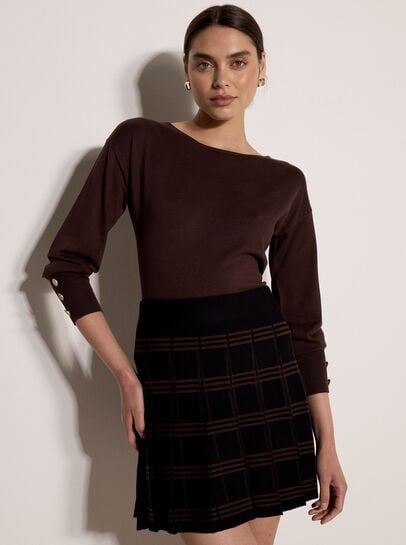 Check Pleated Knit Mini Skirt
