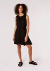Linen Blend Button-Down Mini Skirt, Black, large