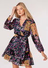 Mini-robe florale patchwork, moutarde, large
