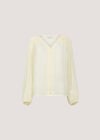 Crochet Insert Shimmer Blouse, Stone, large