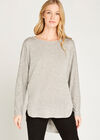 Melange Button Back Jumper, Stone, large