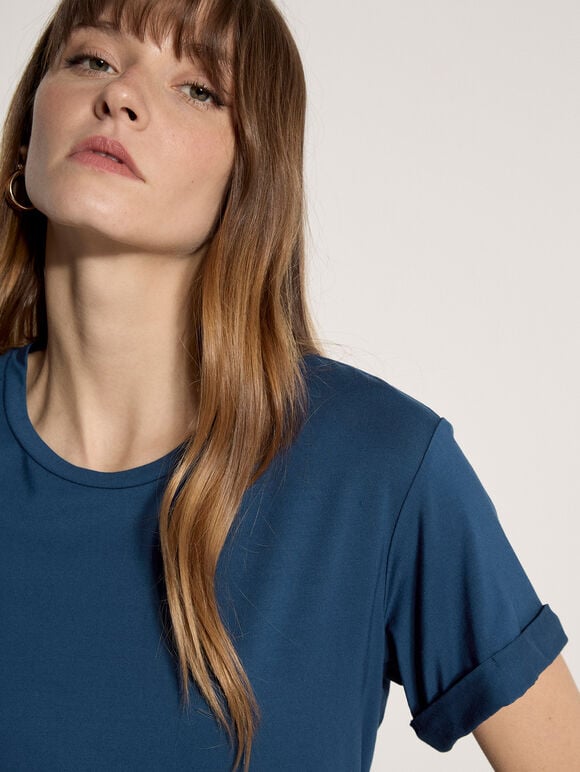 Cotton Modal T-Shirt, Blue, large