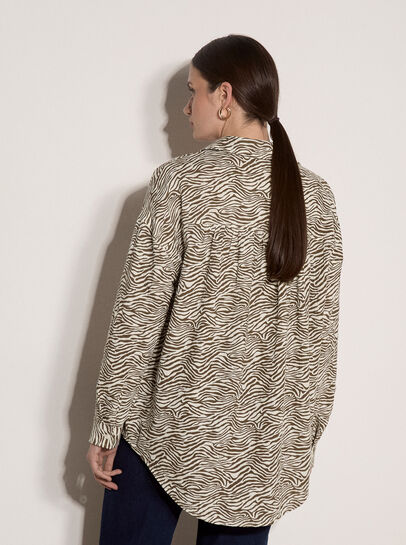 Zebra Print Oversized Cotton Shirt