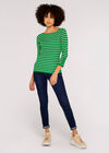  Stripe Ribbed Jumper, Green, large