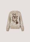 Oversized Cornelli Embroidered Jumper, Stone, large
