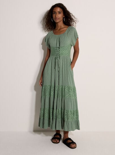 Lace Detail Corset Maxi Dress