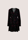 Cherry Print Crepe Mini Dress, Black, large