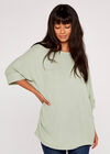 Waffle Knit Top, Mint, large