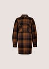 Oversized Check Shirt Mini Dress, Brown, large