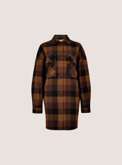 Oversized Check Shirt Mini Dress