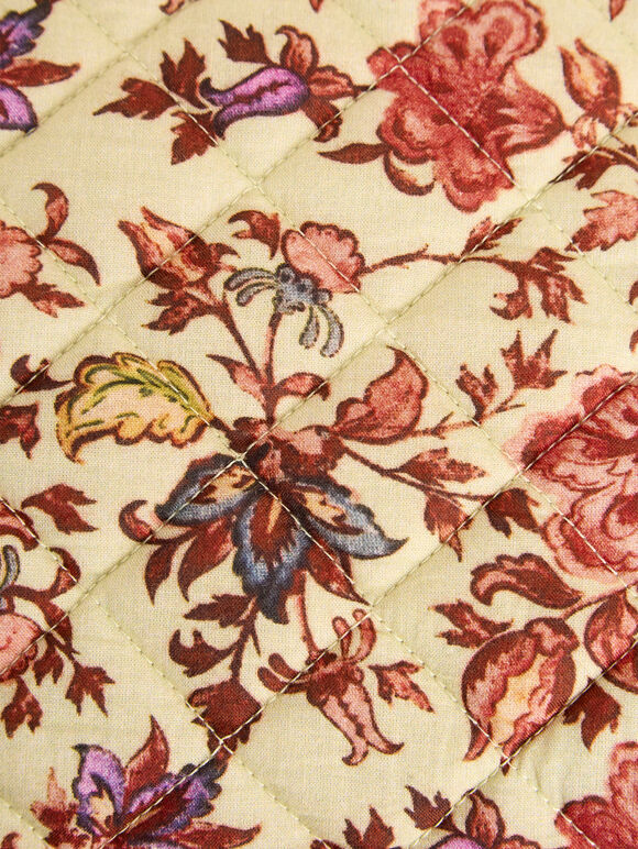 Floral Quilted Pouch, Green, large