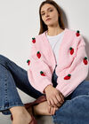 Chunky Knit Strawberry Cardigan, Pink, large