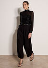 Sequin Embellished Chiffon Top, Black, large