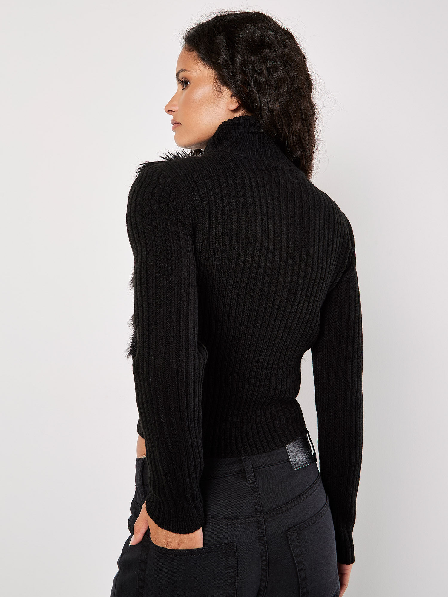 専用THINKFUR Fur×Knit Medium Cardigan 黒 美品
