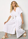 Pleated Wide-Leg Culotte Trousers, White, large