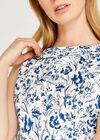 Oriental Floral Collared Dress, Cream, large