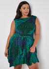 Curve Animal Patchwork Mini Dress, Green, large