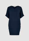 Textured Cotton Oversized T-Shirt Dress, Navy, large