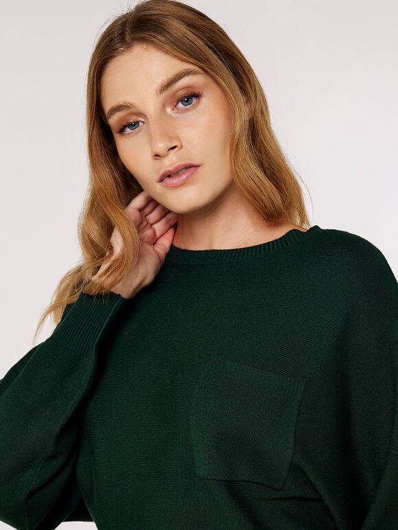 Pocket Batwing Jumper, Green, large