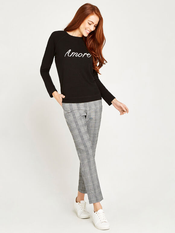 Check Cigarette Trouser, Black, large