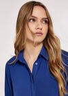 High-Low Hem Shirt Mini Dress, Blue, large