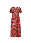 Midaxi-Kleid mit Schal-Print, Rot, Größe L