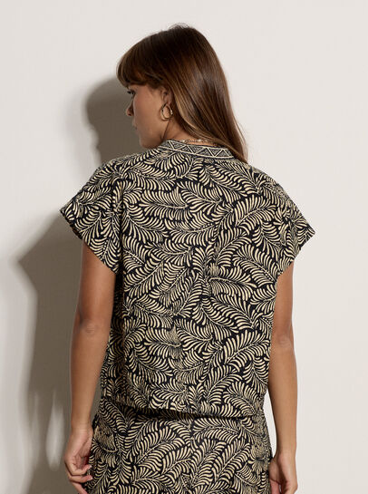 Leaf Print Cotton Shirt