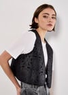Embossed Paisley Borg-Lined Waistcoat, Black, large