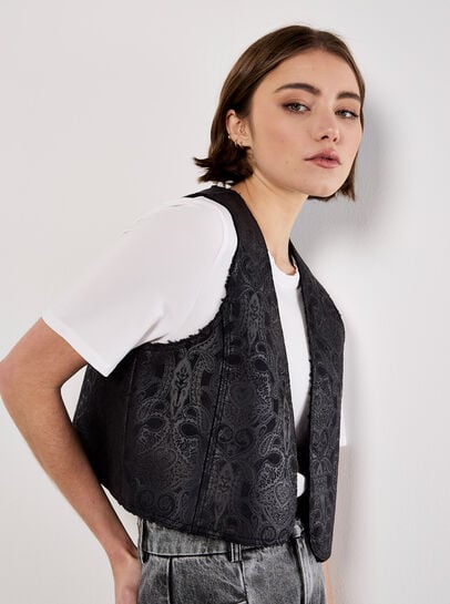 Embossed Paisley Borg-Lined Waistcoat