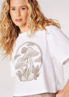 Mushroom Print Cropped T-Shirt, Cream, large