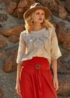 Cotton Blend Crochet Embroidered Top, Stone, large