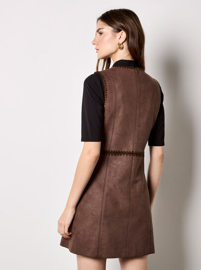 Stitch Detail Suedette Mini Dress