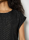 Shimmer Chevron Chiffon Top, Black, large