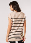 Breton Stripe Longline Knitted Top, Stone, large