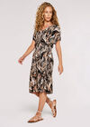 Marble Print Midi Dress, Black, large