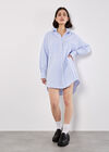 Stripe Oversized Shirt Mini Dress, Blue, large