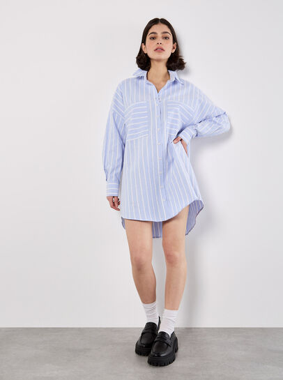 Stripe Oversized Shirt Mini Dress