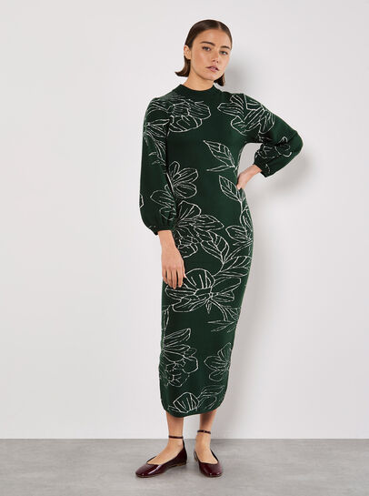 Floral Knitted Midi Dress