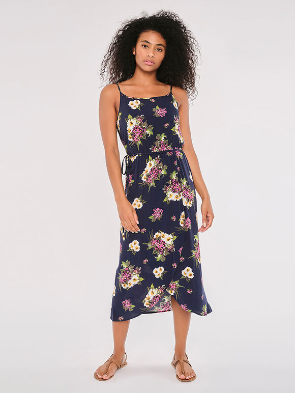 Daisy Bunches Cami Midi Dress, Navy, large