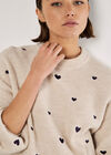 Embroidered Heart Jumper, Stone, large