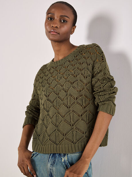 Diamond Pointelle Boxy Jumper