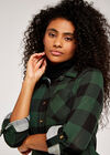 Gingham Fleece Lined Shirt, Green, large