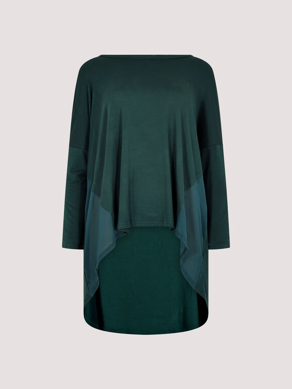 Chiffon Panel Jersey Top, Green, large
