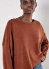 Honeycomb Knit Oversized Top, Rust, large