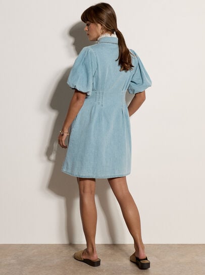 Cotton Denim Shirt Mini Dress